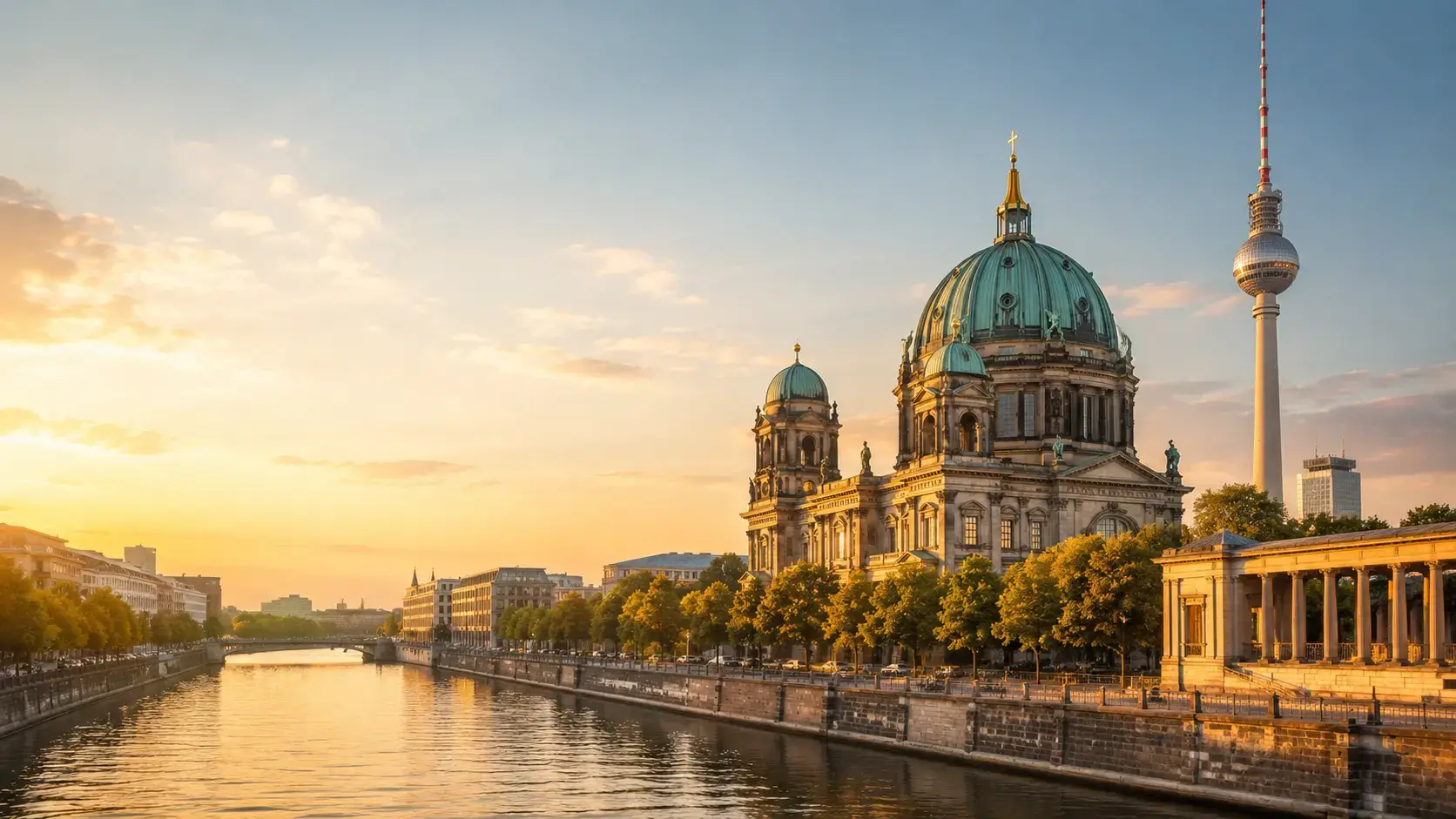 Berlin Cathedral and Television Tower in Germany